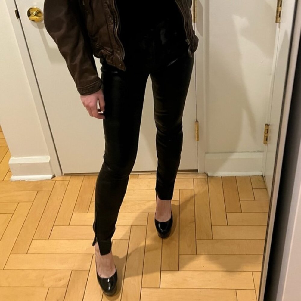 SOLD: J Brand L8001 black leather pant skinny fit sz 27